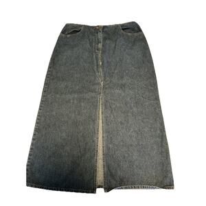 Vintage Department Of Youth Denim Maxi Skirt Plus Size Womens 18W Front Slit 90s